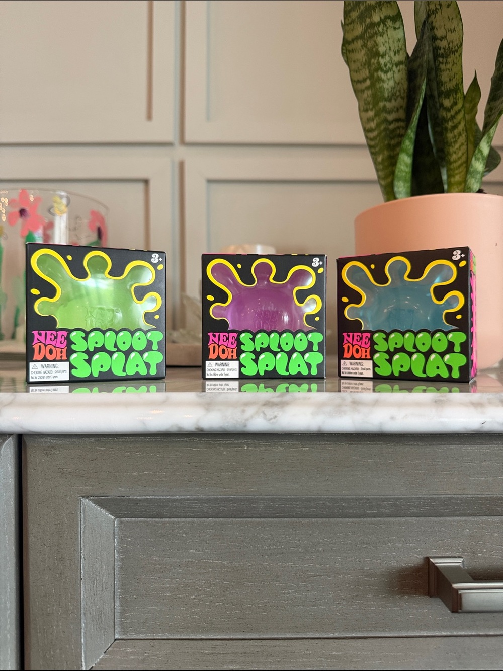 Neon Sploot Splat Toy Pack - green, purple, blue